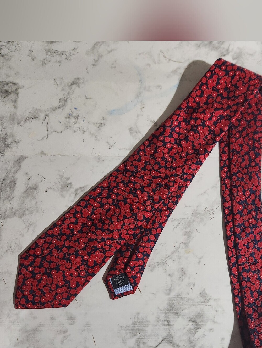 Tommy Hilfiger floral red tie 100% silk